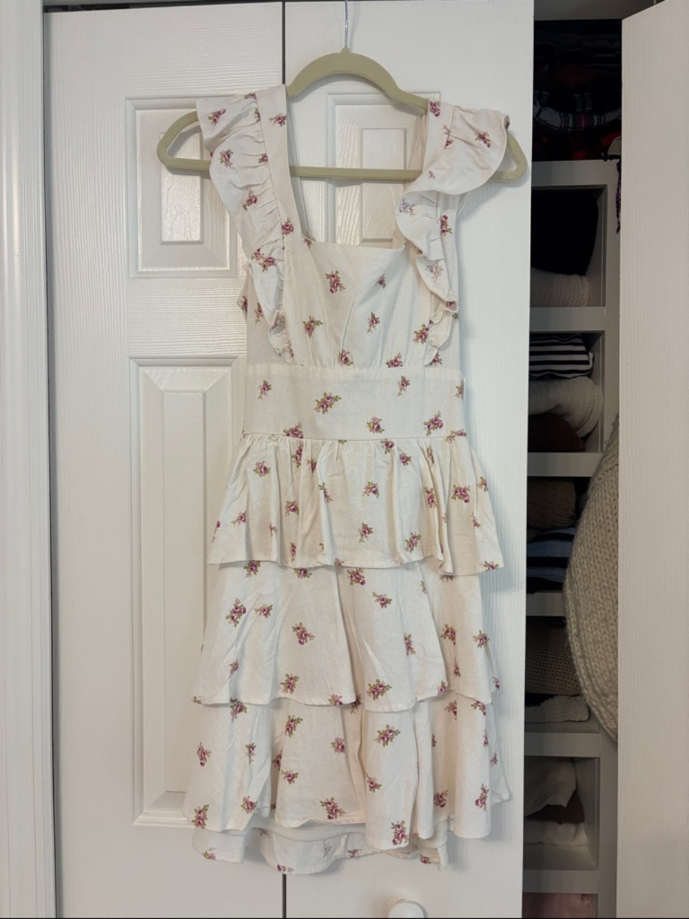 Altar'd State Cream Mini Dress with Pink Floral Print
